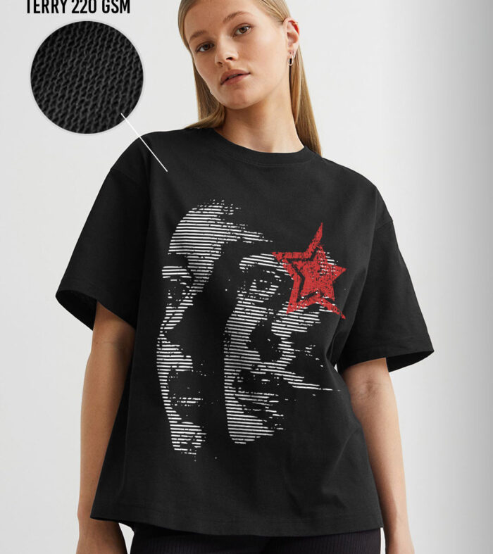 CRIMSON STATIC Women Terry Printed Oversized T-Shirt