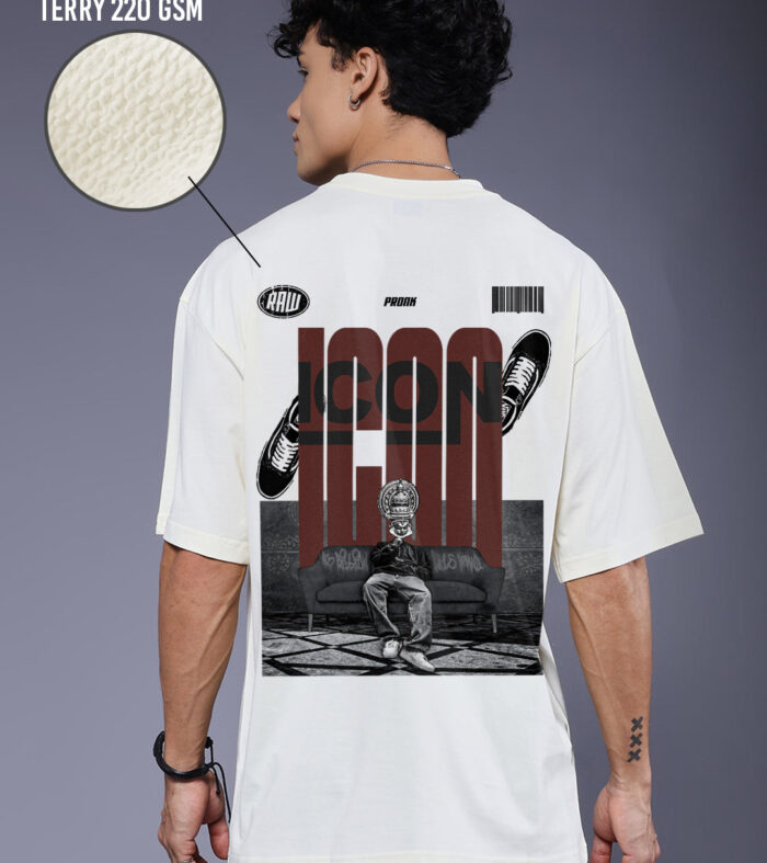 RAW FRAGMENT Men Terry Printed Oversized T-Shirt