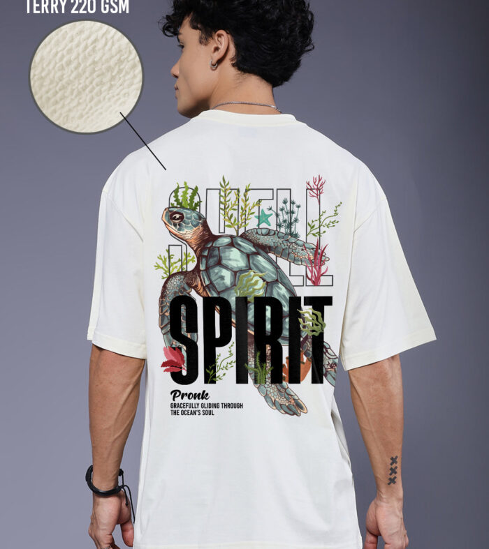 Shell Spirit Men Terry Printed Oversized T Shirt