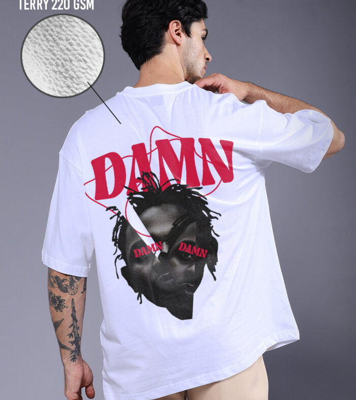 BOLD DAMN Men Terry Printed Oversized T-Shirt