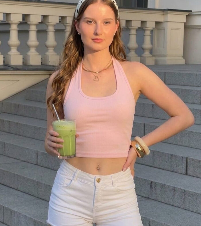 POWDER PINK HALTER TOP