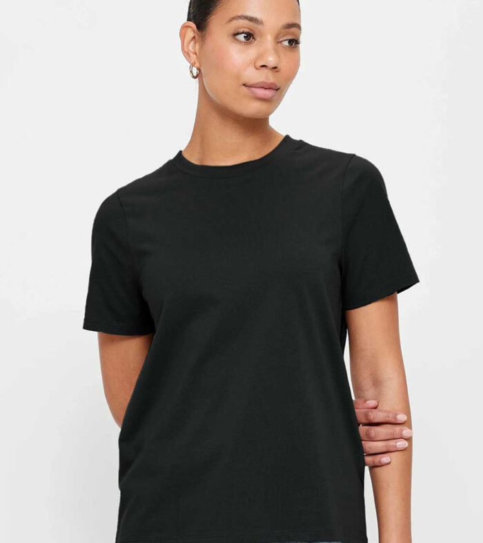 Women Solid Half Sleeve T Shirt Black