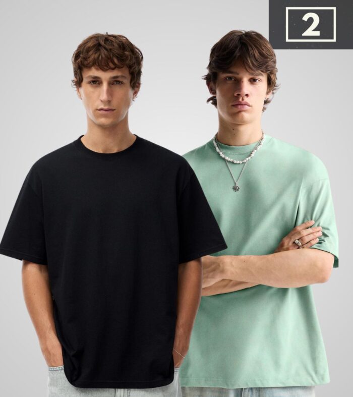 Solid Oversized T-Shirt Men Combo - Pack of 2