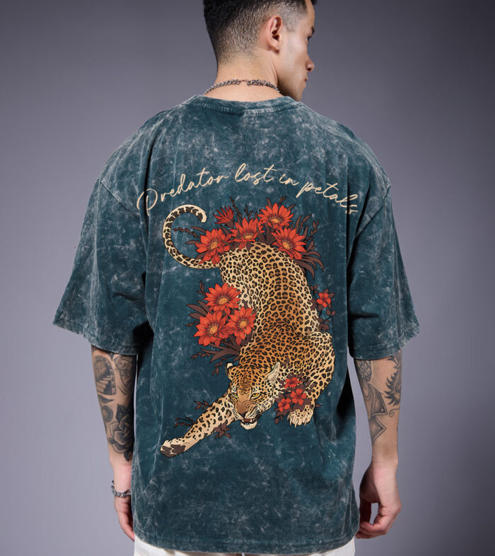 The Predator Men Retro Wash Printed Oversized T Shirt