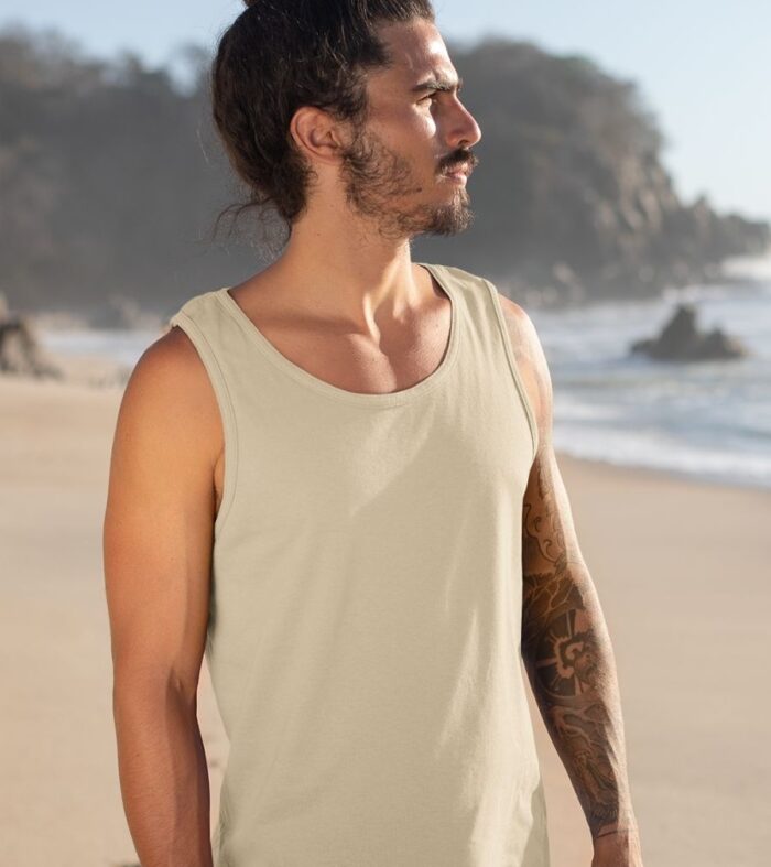 Solid Men Vest - Beige