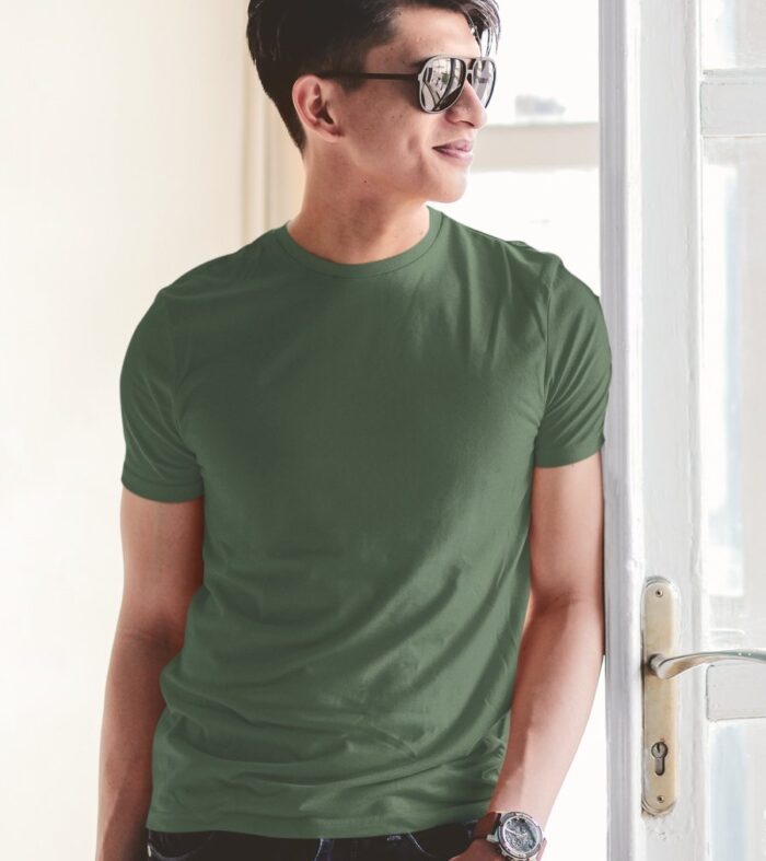 Solid Men Half Sleeve T-Shirt - Basil Green
