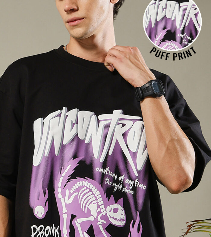 Uncontrol Puff Printed Men Oversized Terry T-shirt