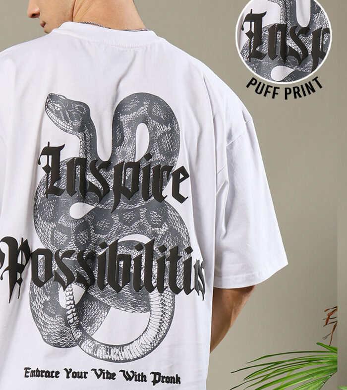 Inspire Possibilities Puff Printed Men Oversized T-shirt